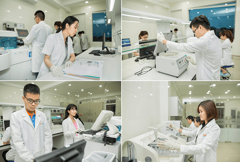 Hinh anh nhan vien Tass Care xet nghiem mau tai phong lab